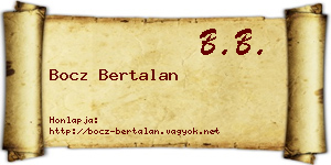 Bocz Bertalan névjegykártya